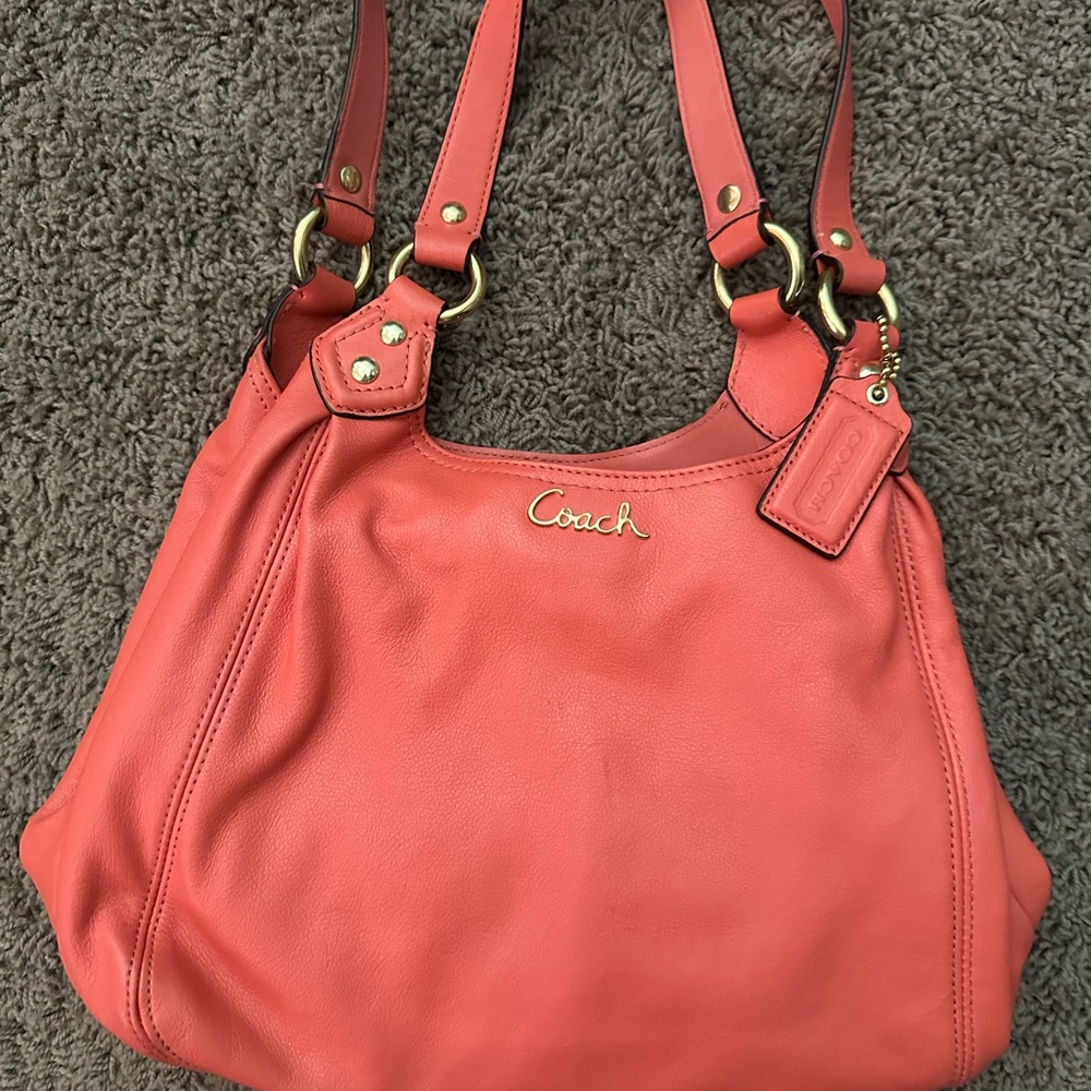 Coach Orange Leather Shoulder Bag